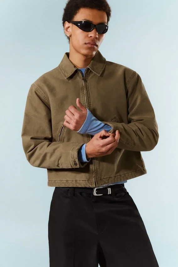 Relaxed Boxy Zip Jacket – Beige Relaxed Boxy Zip Jacket – Beige