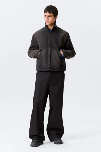 Relaxed Boxy Zip Jacket – Black