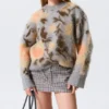 Relaxed Brushed Jacquard Knit Sweater – Grey Melange – Jacquard Relaxed Brushed Jacquard Knit Sweater – Grey Melange – Jacquard