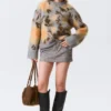 Relaxed Brushed Jacquard Knit Sweater – Grey Melange – Jacquard Relaxed Brushed Jacquard Knit Sweater – Grey Melange – Jacquard