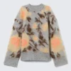 Relaxed Brushed Jacquard Knit Sweater – Grey Melange – Jacquard Relaxed Brushed Jacquard Knit Sweater – Grey Melange – Jacquard