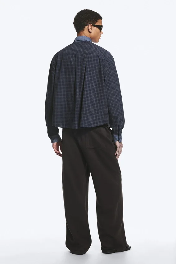Relaxed Checked Cotton Shirt – Checked Grey – Contrast Denim Relaxed Checked Cotton Shirt – Checked Grey – Contrast Denim