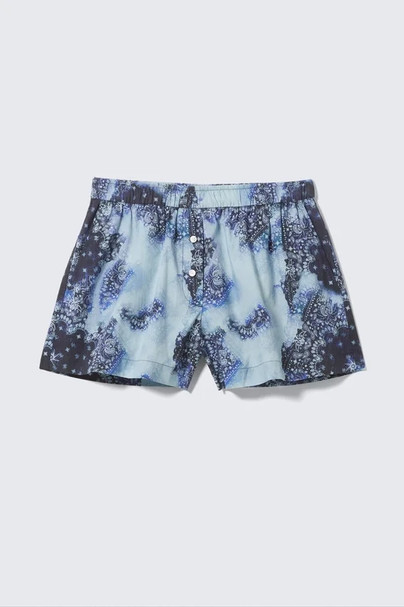 Relaxed Cotton Boxer Shorts – Blue Paisley Print Relaxed Cotton Boxer Shorts – Blue Paisley Print