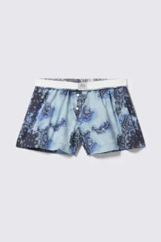 Relaxed Cotton Boxer Shorts – Blue Paisley Print