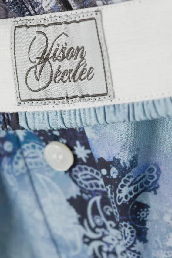 Relaxed Cotton Boxer Shorts – Blue Paisley Print Relaxed Cotton Boxer Shorts – Blue Paisley Print