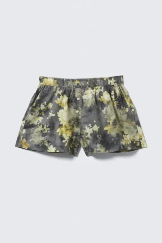 Relaxed Cotton Boxer Shorts – Dark Grey – Dirty Floral