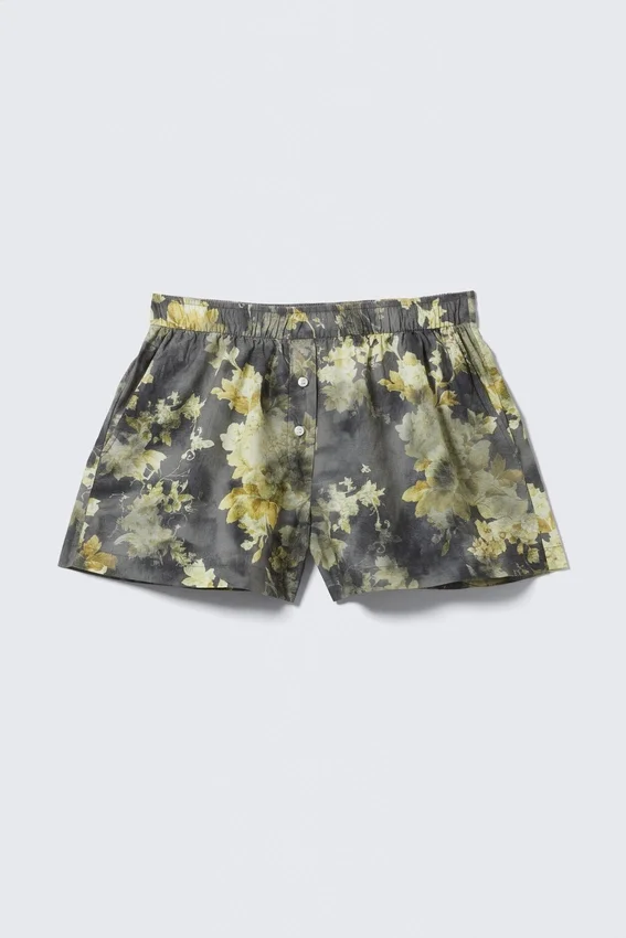 Relaxed Cotton Boxer Shorts – Dark Grey – Dirty Floral Relaxed Cotton Boxer Shorts – Dark Grey – Dirty Floral