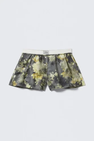 Relaxed Cotton Boxer Shorts – Dark Grey – Dirty Floral