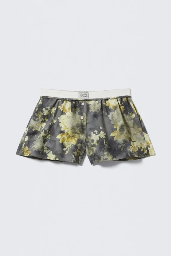 Relaxed Cotton Boxer Shorts – Dark Grey – Dirty Floral Relaxed Cotton Boxer Shorts – Dark Grey – Dirty Floral