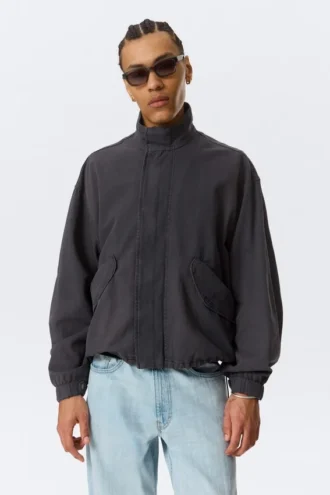 Relaxed Cotton Canvas Jacket – Washed Black