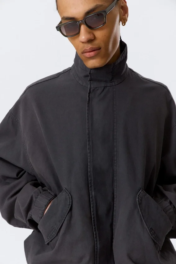 Relaxed Cotton Canvas Jacket – Washed Black Relaxed Cotton Canvas Jacket – Washed Black