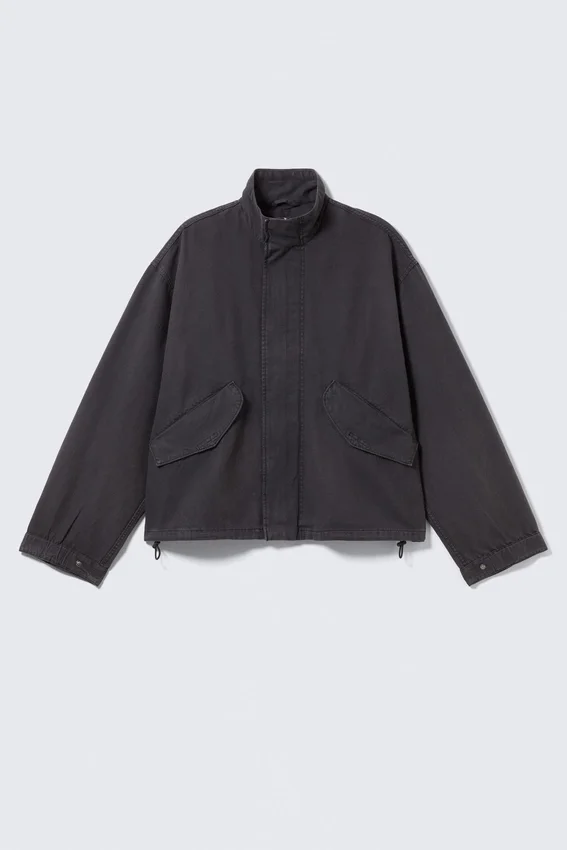 Relaxed Cotton Canvas Jacket – Washed Black Relaxed Cotton Canvas Jacket – Washed Black