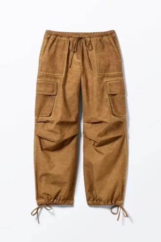 Relaxed Cotton Cargo Trousers – Washed Brown