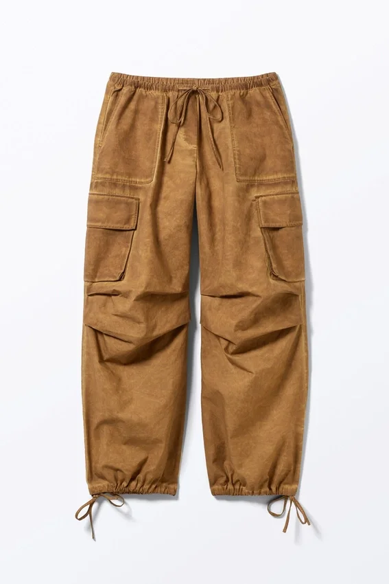Relaxed Cotton Cargo Trousers – Washed Brown Relaxed Cotton Cargo Trousers – Washed Brown