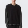 Relaxed Distressed Knitted Vest – Black Relaxed Distressed Knitted Vest – Black