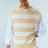 Relaxed Distressed Knitted Vest – Blue & Beige Stripe Relaxed Distressed Knitted Vest – Blue & Beige Stripe