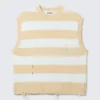 Relaxed Distressed Knitted Vest – Blue & Beige Stripe Relaxed Distressed Knitted Vest – Blue & Beige Stripe
