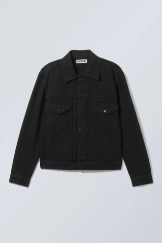 Relaxed Fit Denim Jacket – Black Rinse – Black