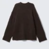 Relaxed Fit Fluffy Knit Sweater – Dark Brown Relaxed Fit Fluffy Knit Sweater – Dark Brown