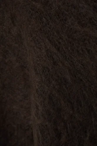 Relaxed Fit Fluffy Knit Sweater – Dark Brown