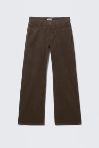 Relaxed Fit Low Rise Corduroy Trousers – Brown