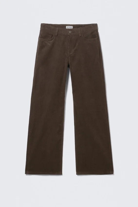 Relaxed Fit Low Rise Corduroy Trousers – Brown Relaxed Fit Low Rise Corduroy Trousers – Brown