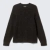 Relaxed Fit Nepped Knit Sweater – Black Relaxed Fit Nepped Knit Sweater – Black