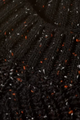 Relaxed Fit Nepped Knit Sweater – Black