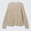 Relaxed Fit Nepped Knit Sweater – Dusty Ecru Melange Relaxed Fit Nepped Knit Sweater – Dusty Ecru Melange
