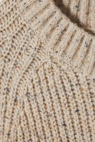 Relaxed Fit Nepped Knit Sweater – Dusty Ecru Melange