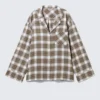 Relaxed Flannel Pyjama Shirt – Checked Beige