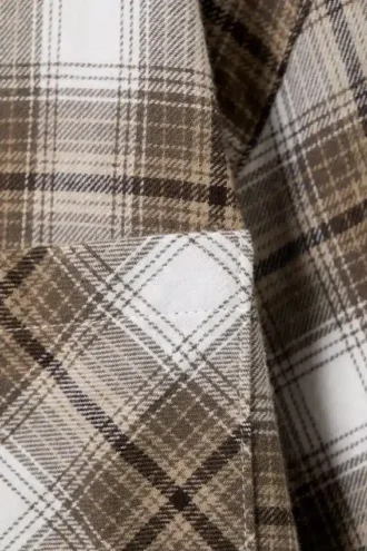Relaxed Flannel Pyjama Shirt – Checked Beige Relaxed Flannel Pyjama Shirt – Checked Beige