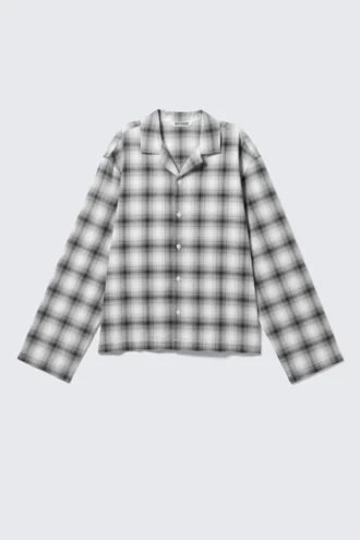 Relaxed Flannel Pyjama Shirt – Checked White
