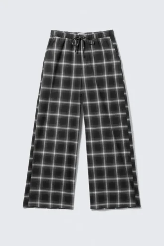 Relaxed Flannel Pyjama Trousers – Checked Black