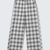 Relaxed Flannel Pyjama Trousers – Checked White Relaxed Flannel Pyjama Trousers – Checked White