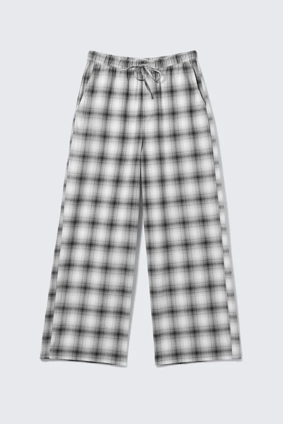 Relaxed Flannel Pyjama Trousers – Checked White Relaxed Flannel Pyjama Trousers – Checked White