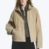Relaxed Funnel-Neck Cotton Jacket – Beige Relaxed Funnel-Neck Cotton Jacket – Beige