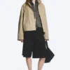 Relaxed Funnel-Neck Cotton Jacket – Beige Relaxed Funnel-Neck Cotton Jacket – Beige