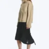 Relaxed Funnel-Neck Cotton Jacket – Beige Relaxed Funnel-Neck Cotton Jacket – Beige