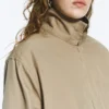 Relaxed Funnel-Neck Cotton Jacket – Beige Relaxed Funnel-Neck Cotton Jacket – Beige