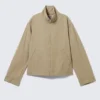 Relaxed Funnel-Neck Cotton Jacket – Beige Relaxed Funnel-Neck Cotton Jacket – Beige
