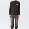 Relaxed Graphic Long-Sleeved T-Shirt – Washed Grey – Red Print Relaxed Graphic Long-Sleeved T-Shirt – Washed Grey – Red Print