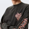 Relaxed Graphic Long-Sleeved T-Shirt – Washed Grey – Red Print Relaxed Graphic Long-Sleeved T-Shirt – Washed Grey – Red Print