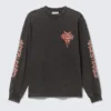 Relaxed Graphic Long-Sleeved T-Shirt – Washed Grey – Red Print Relaxed Graphic Long-Sleeved T-Shirt – Washed Grey – Red Print