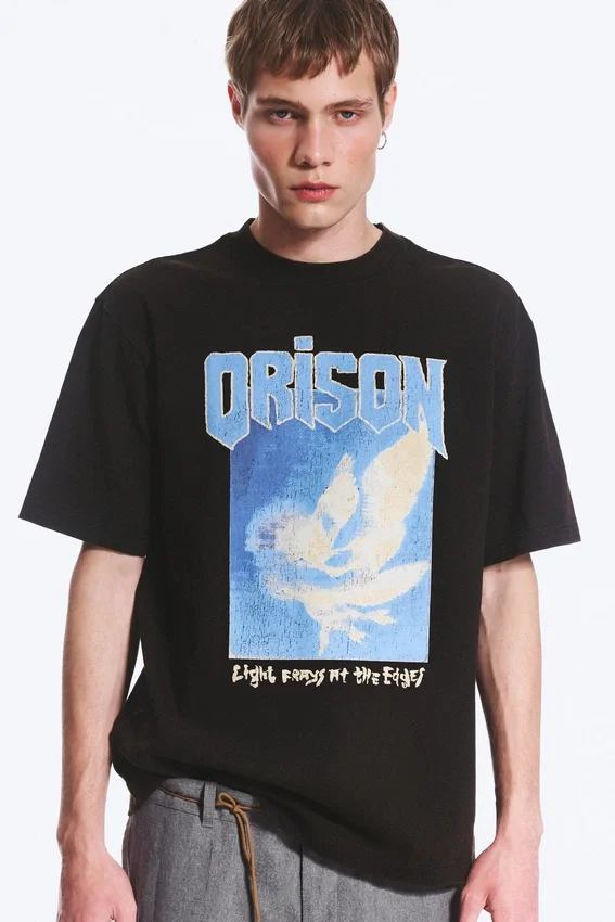 Relaxed Graphic Printed T-Shirt – Black – Birds Relaxed Graphic Printed T-Shirt – Black – Birds