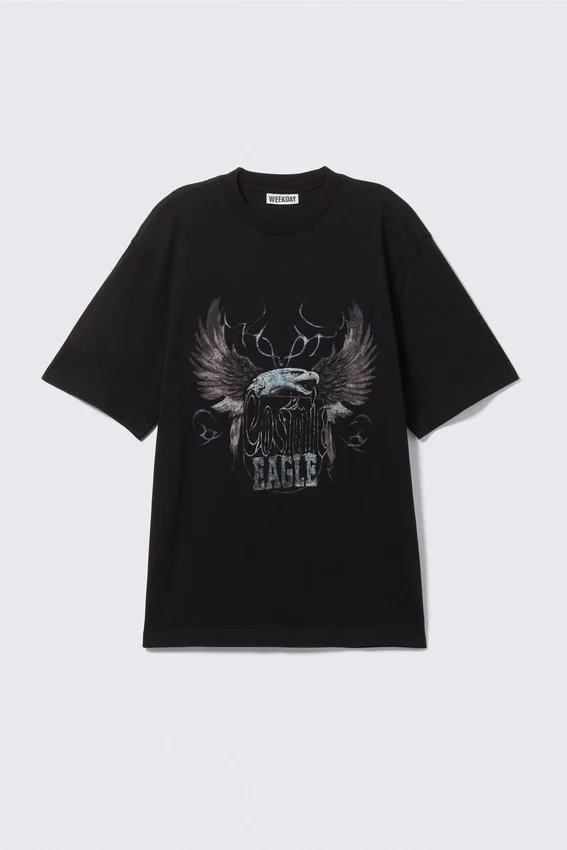 Relaxed Graphic Printed T-Shirt – Black – Cosmic Eagle Relaxed Graphic Printed T-Shirt – Black – Cosmic Eagle
