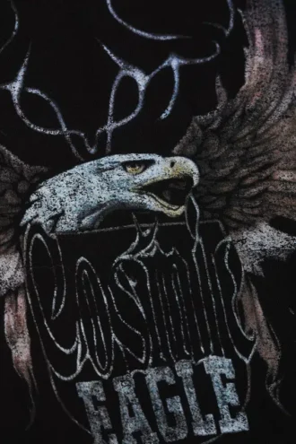 Relaxed Graphic Printed T-Shirt – Black – Cosmic Eagle