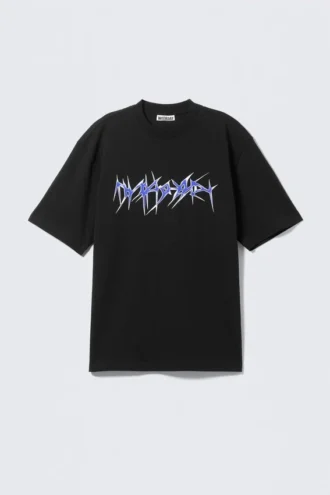 Relaxed Graphic Printed T-Shirt – Black – Wired