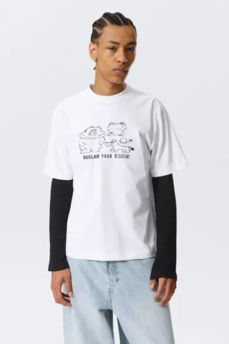 Relaxed Graphic Printed T-Shirt – White – Reclaim Your Wisdom