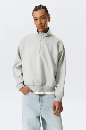 Relaxed Half-Zip Sweatshirt – Grey